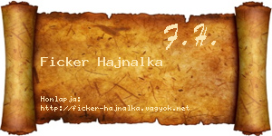 Ficker Hajnalka névjegykártya